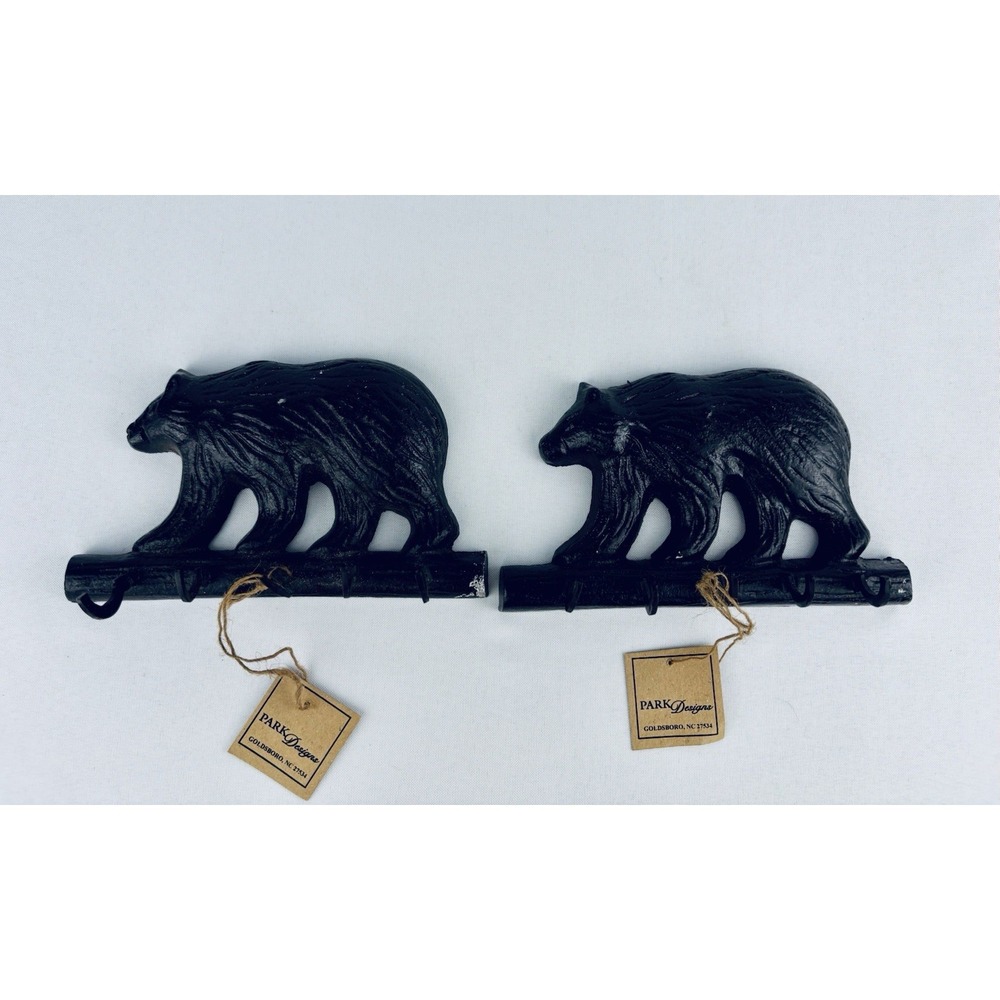 Lot Of 2 Cast Iron‎ Bear Coat  - Keys Hanger With 5 Hooks  - NWT - Read